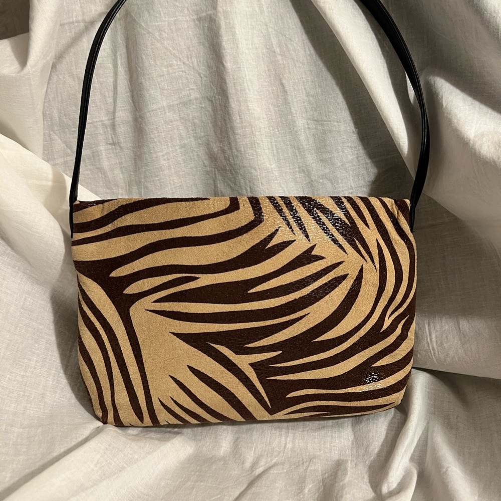 Suede brown and tan shoulder bag